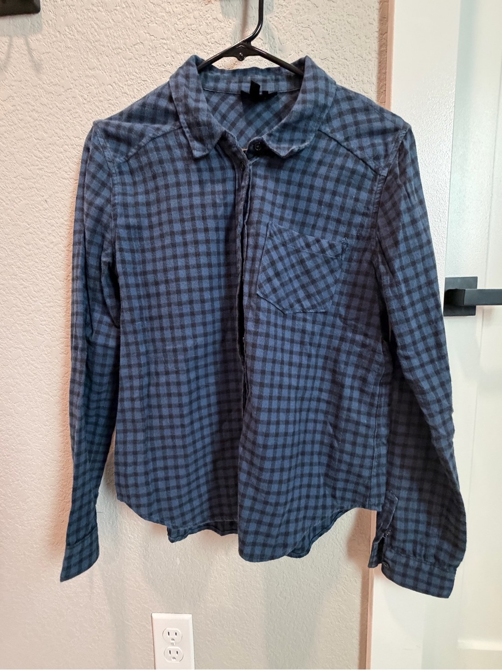 PAIGE Blue and Black Plaid Button-Front Shirt
